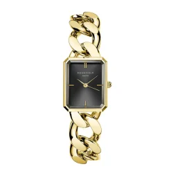 ROSEFIELD Montre Studio 24 Noir cadran doré fond noir bracelet acier doré