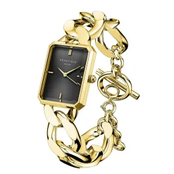 ROSEFIELD Montre Studio 24 Noir cadran doré fond noir bracelet acier doré