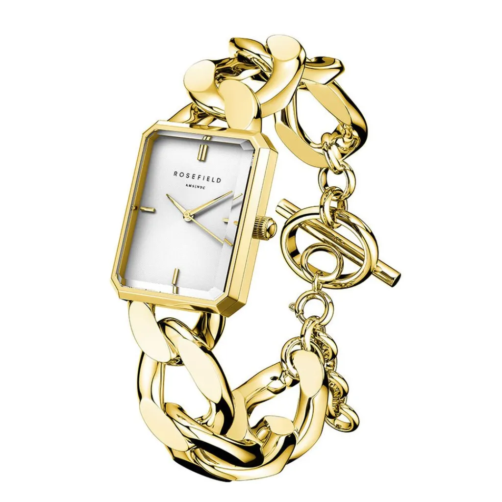 ROSEFIELD Montre Studio 18 Blanc cadran doré fond blanc bracelet acier doré Best