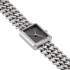 ROSEFIELD Montre Studio 24 Noir cadran argenté fond noir bracelet acier argenté Hot