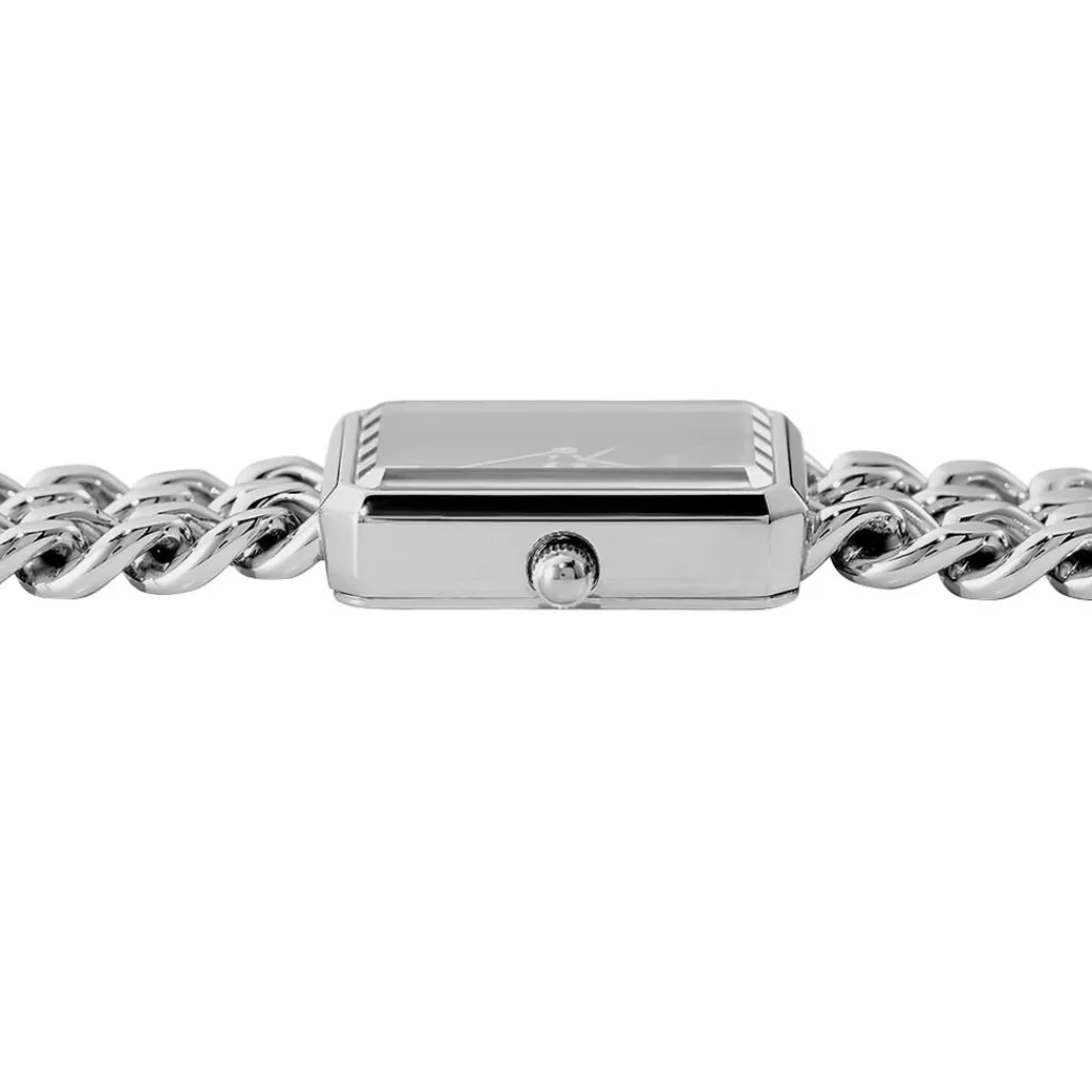 ROSEFIELD Montre Studio 24 Noir cadran argenté fond noir bracelet acier argenté Hot