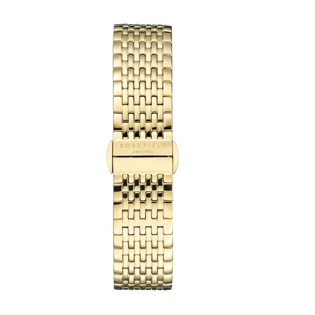 ROSEFIELD Montre The Boxy Blanc cadran doré fond blanc bracelet acier doré Clearance