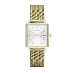 ROSEFIELD Montre The Boxy Blanc cadran doré fond blanc bracelet acier doré Clearance