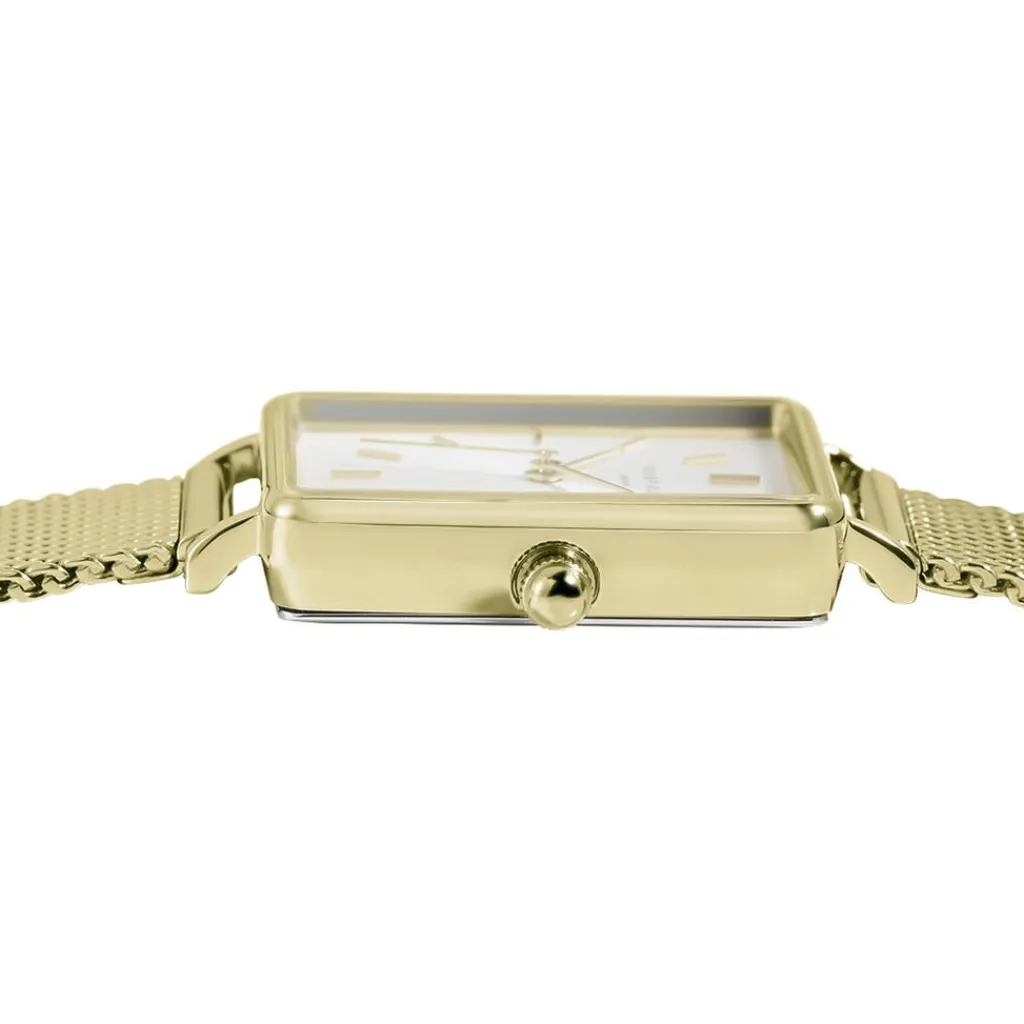 ROSEFIELD Montre The Boxy Blanc cadran doré fond blanc bracelet acier doré Clearance