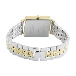 ROSEFIELD Montre The Boxy Blanc cadran doré fond blanc bracelet acier bicolore Discount