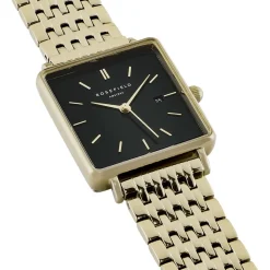ROSEFIELD Montre The Boxy Noir cadran doré fond noir bracelet acier doré Clearance