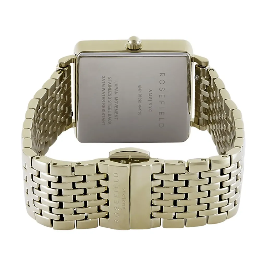 ROSEFIELD Montre The Boxy Noir cadran doré fond noir bracelet acier doré Clearance