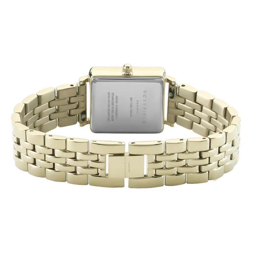 ROSEFIELD Montre The Mini Boxy Blanc cadran doré fond blanc bracelet acier doré Sale