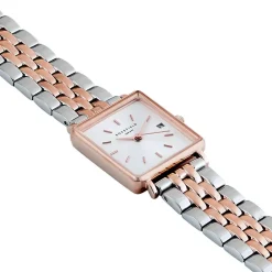 ROSEFIELD Montre The Mini Boxy Blanc cadran doré rose fond blanc bracelet acier doré rose Clearance