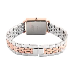 ROSEFIELD Montre The Mini Boxy Blanc cadran doré rose fond blanc bracelet acier doré rose Clearance