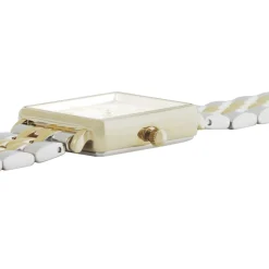ROSEFIELD Montre The Mini Boxy Blanc cadran doré fond blanc bracelet acier bicolore