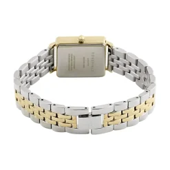ROSEFIELD Montre The Mini Boxy Blanc cadran doré fond blanc bracelet acier bicolore