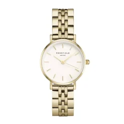 ROSEFIELD Montre The Small Edit Blanc cadran doré fond blanc bracelet acier doré Discount