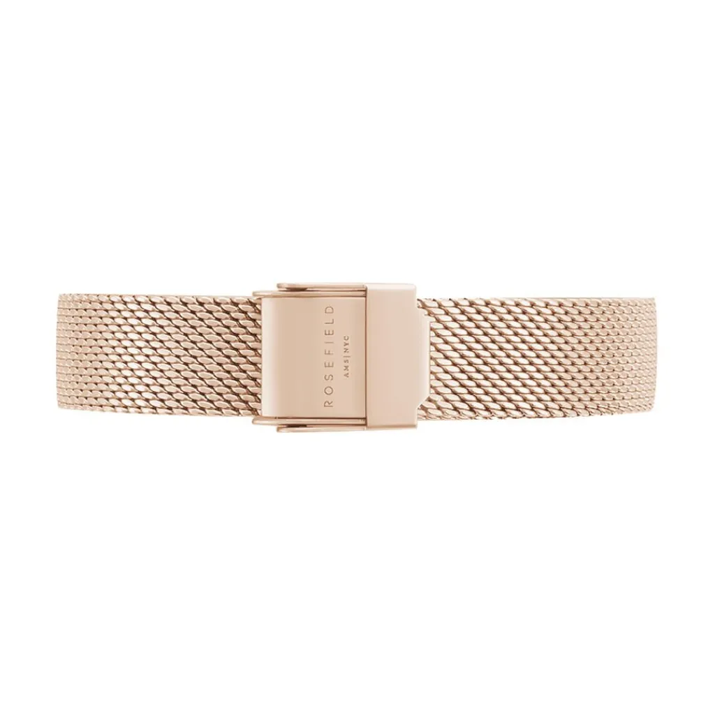 ROSEFIELD Montre The Small Edit Blanc cadran doré fond blanc bracelet acier doré Best