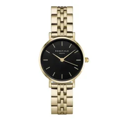 ROSEFIELD Montre The Small Edit Noir cadran doré fond noir bracelet acier doré Best