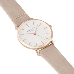 ROSEFIELD Montre West Village Blanc cadran doré rose fond blanc bracelet cuir beige Online