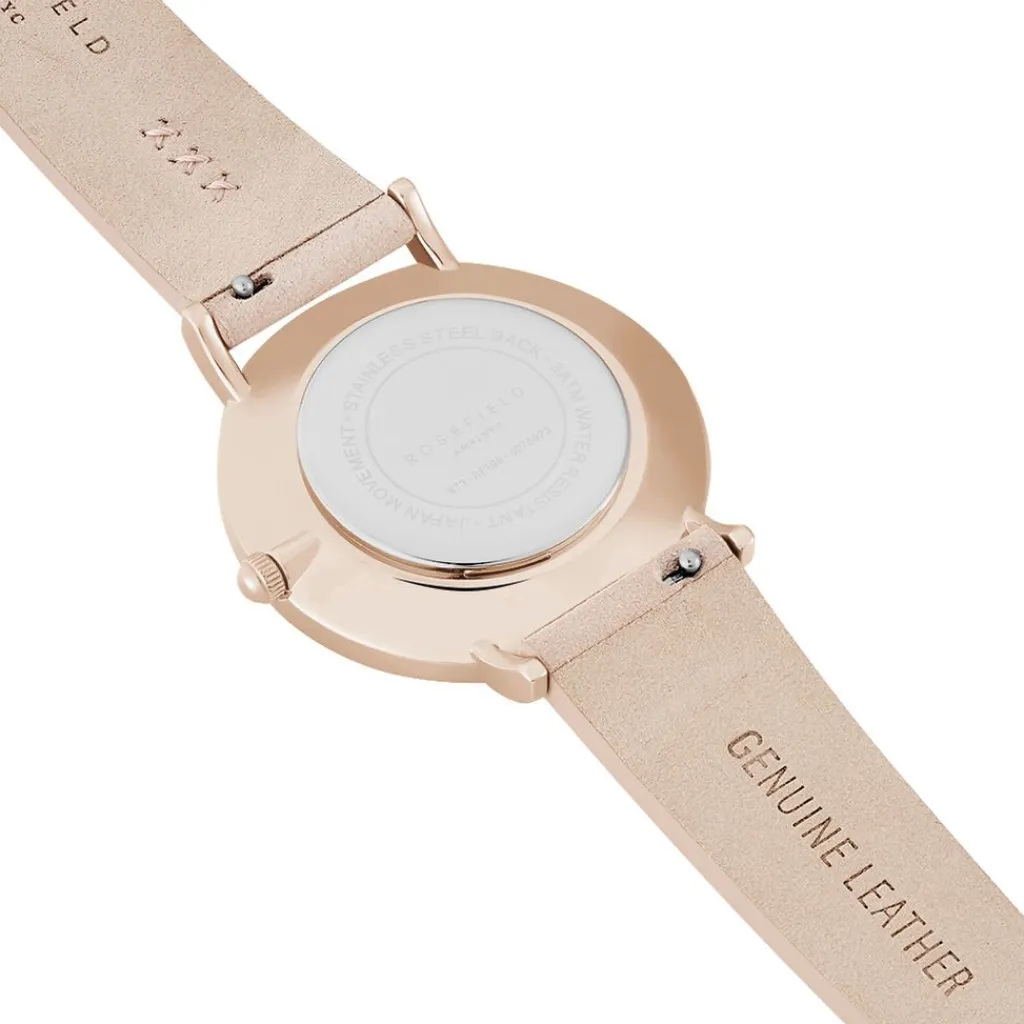 ROSEFIELD Montre West Village Blanc cadran doré rose fond blanc bracelet cuir beige Online