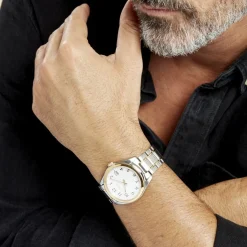 SEIKO Montre Classique Blanc cadran bicolore fond blanc bracelet acier bicolore Online