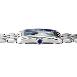 SEIKO Montre Classique Bleu cadran argenté fond bleu bracelet acier argenté Outlet