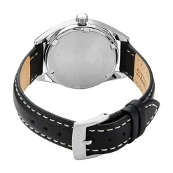 SEIKO Montre Classique Blanc cadran argenté fond blanc bracelet cuir noir Clearance