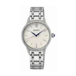 SEIKO Montre Classique Nacre cadran argenté fond nacre bracelet acier argenté Discount
