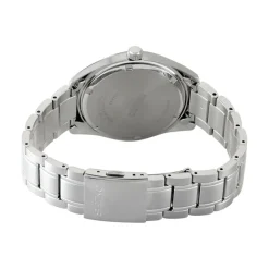 SEIKO Montre Classique Noir cadran argenté fond noir bracelet acier argenté Outlet