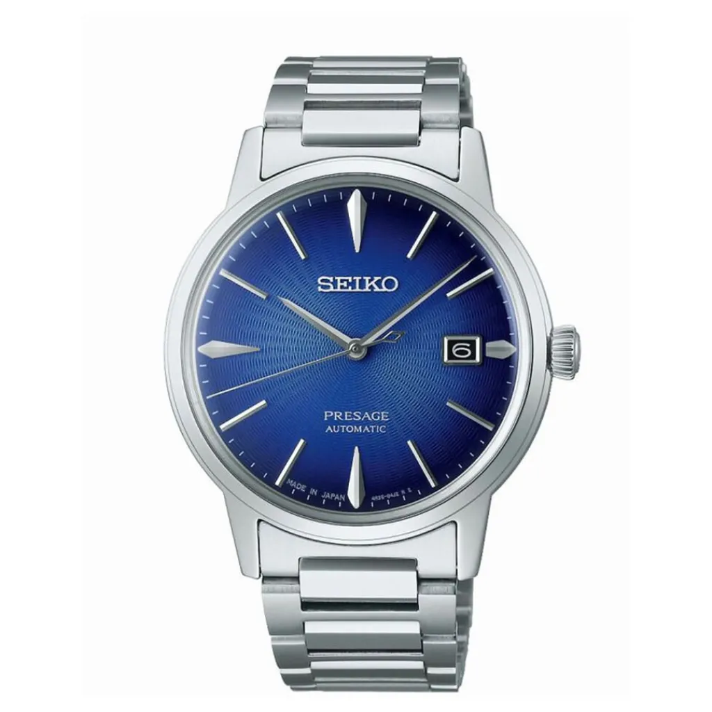 SEIKO Montre Presage Bleu cadran argenté fond bleu bracelet acier argenté Online