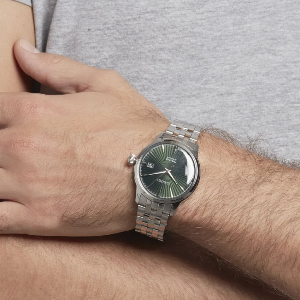 SEIKO Montre Presage Cocktail Vert cadran argenté fond vert bracelet acier argenté Online