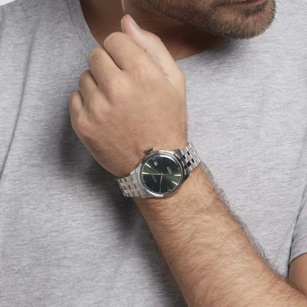 SEIKO Montre Presage Cocktail Vert cadran argenté fond vert bracelet acier argenté Online