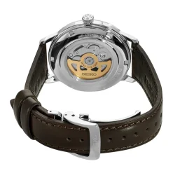 SEIKO Montre Presage Cocktail Marron cadran argenté fond marron bracelet cuir marron Outlet