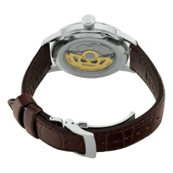 SEIKO Montre Presage Cocktail Bleu cadran argenté fond bleu bracelet cuir marron Online