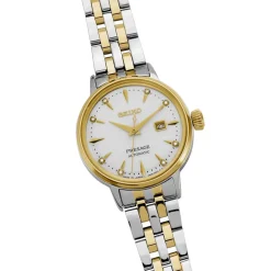 SEIKO Montre Presage Cocktail Champagne cadran bicolore fond champagne bracelet acier bicolore