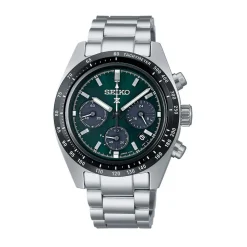 SEIKO Montre Prospex Vert cadran argenté fond vert bracelet acier argenté Discount