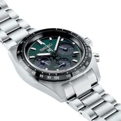 SEIKO Montre Prospex Vert cadran argenté fond vert bracelet acier argenté Discount