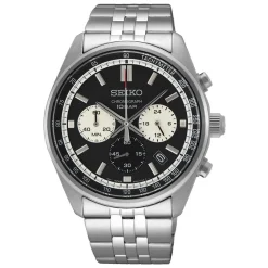 SEIKO Montre Sport Bicolore Blanc / Noir cadran argenté fond bicolore blanc / noir bracelet acier argenté