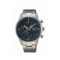 SEIKO Montre Sport Titane Noir cadran gris fond noir bracelet titane gris Outlet