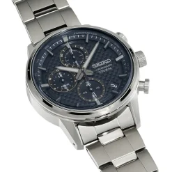 SEIKO Montre Sport Titane Noir cadran gris fond noir bracelet titane gris Outlet