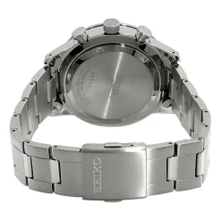 SEIKO Montre Sport Titane Noir cadran gris fond noir bracelet titane gris Outlet