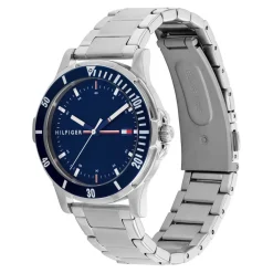 TOMMY HILFIGER Montre Boys Bleu cadran argenté fond bleu bracelet acier argenté Best