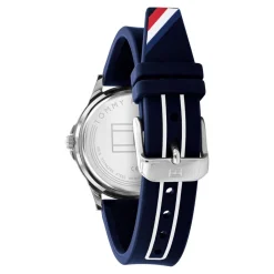 TOMMY HILFIGER Montre Boys Bleu cadran argenté fond bleu bracelet silicone bleu
