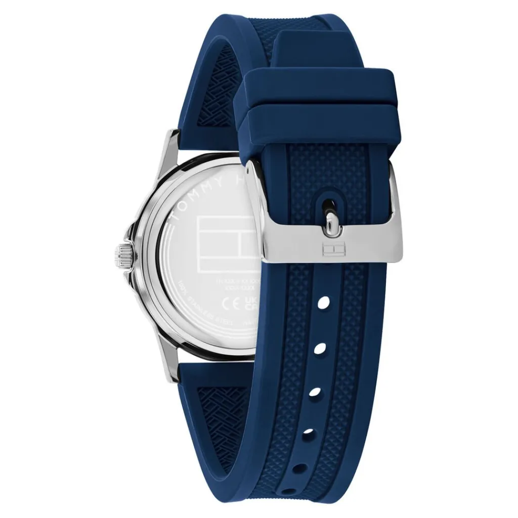 TOMMY HILFIGER Montre Boys Bleu cadran argenté fond bleu bracelet silicone bleu Best