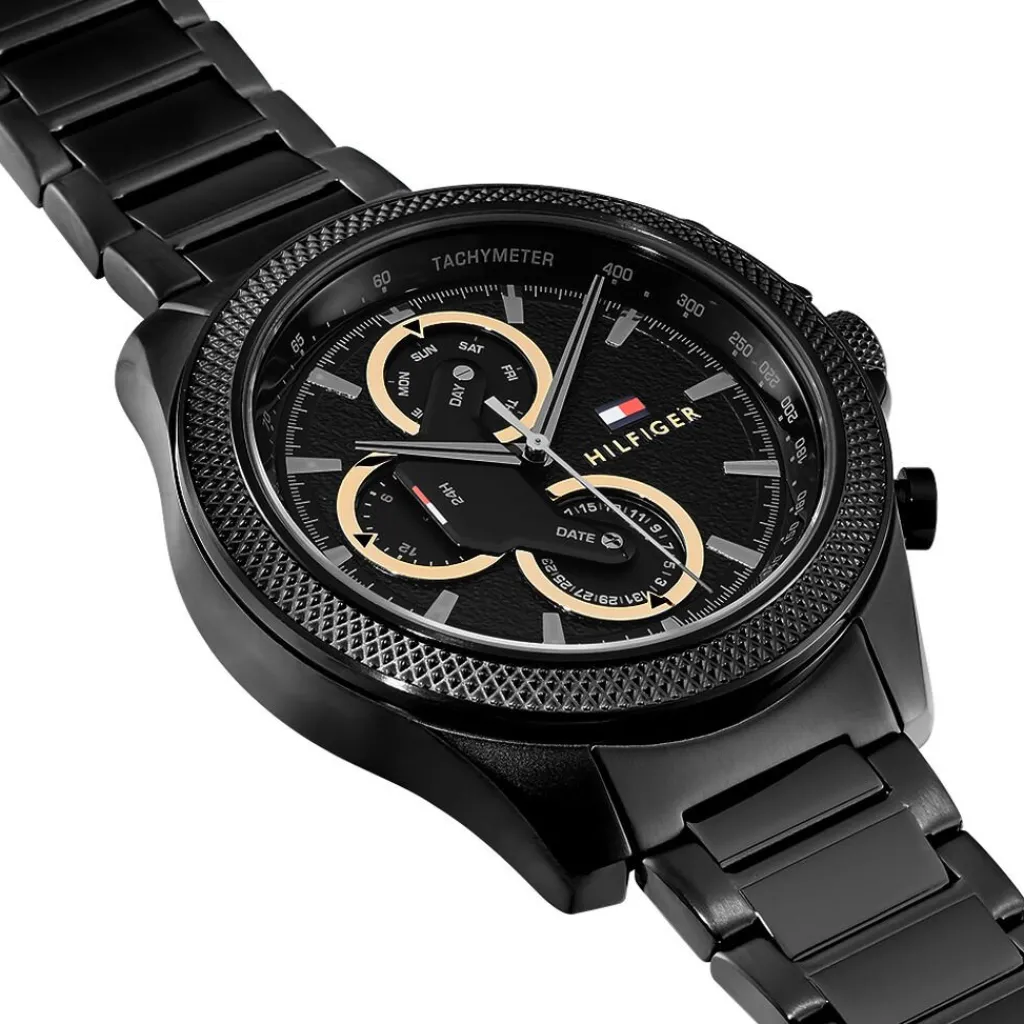 TOMMY HILFIGER Montre Clark Noir cadran noir fond noir bracelet acier noir Online