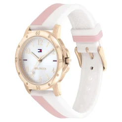 TOMMY HILFIGER Montre Girls Argenté cadran doré fond argenté bracelet silicone bicolore Outlet
