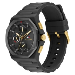 TOMMY HILFIGER Montre Neo Noir cadran noir fond noir bracelet silicone noir Hot