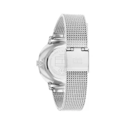 TOMMY HILFIGER Montre Pippa Blanc cadran argenté fond blanc bracelet acier argenté New