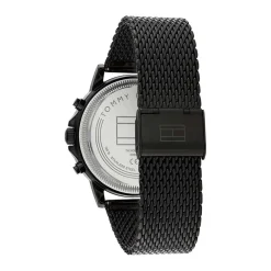 TOMMY HILFIGER Montre Stewart Noir cadran noir fond noir bracelet acier noir Discount