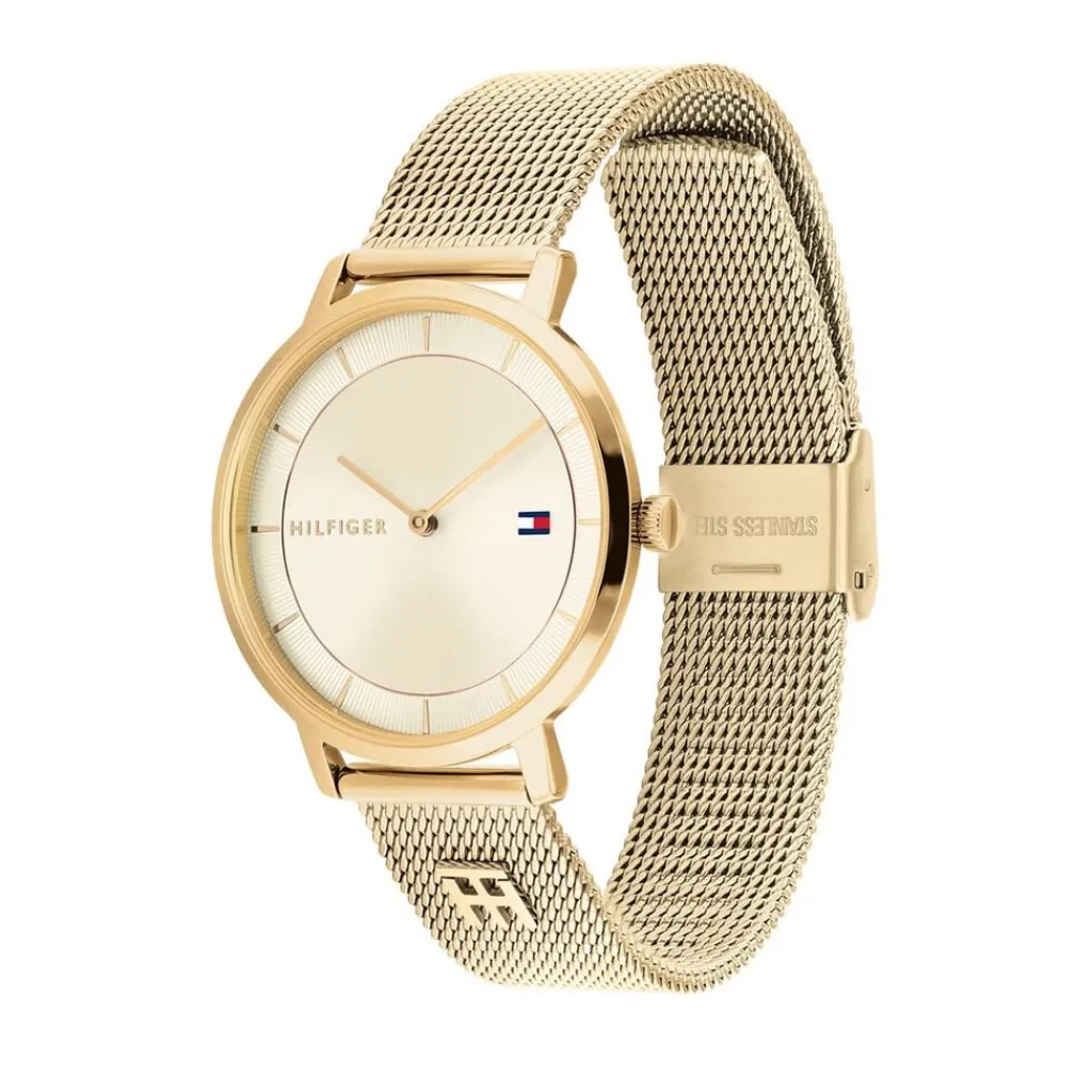 TOMMY HILFIGER Montre Tea Champagne cadran doré fond champagne bracelet acier doré Clearance