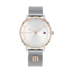 TOMMY HILFIGER Montre Tea Blanc cadran argenté fond blanc bracelet acier argenté Hot