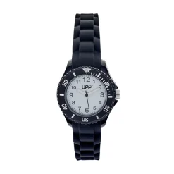 UPP Montre Aria Blanc cadran noir fond blanc bracelet silicone noire New