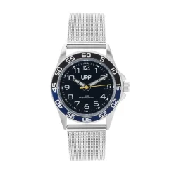 UPP Montre Axel Bleu cadran argenté fond bleu bracelet acier argenté Outlet